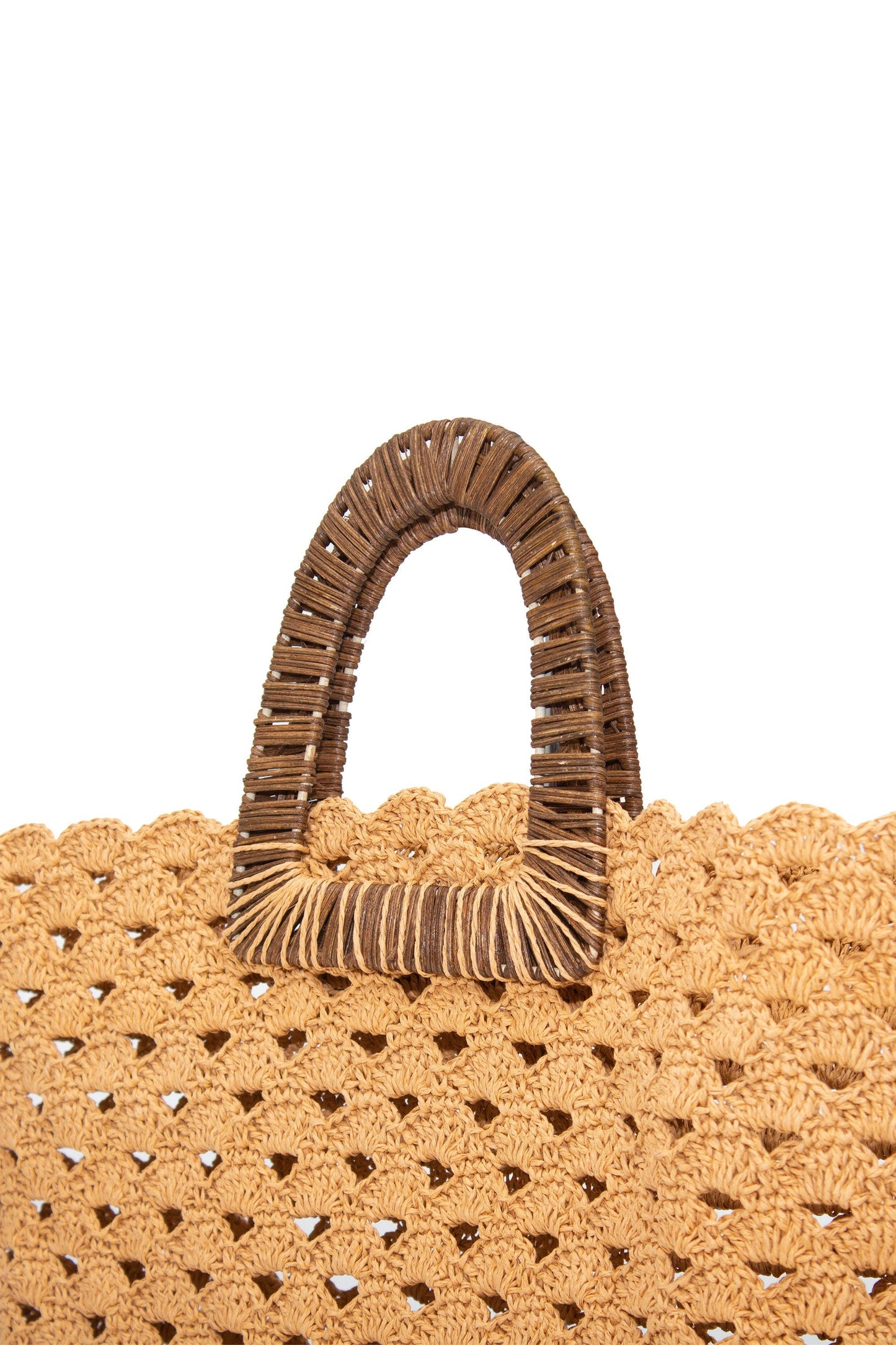 Paper Yarn Bag Beach Bag Handmade Wooden handle bag
