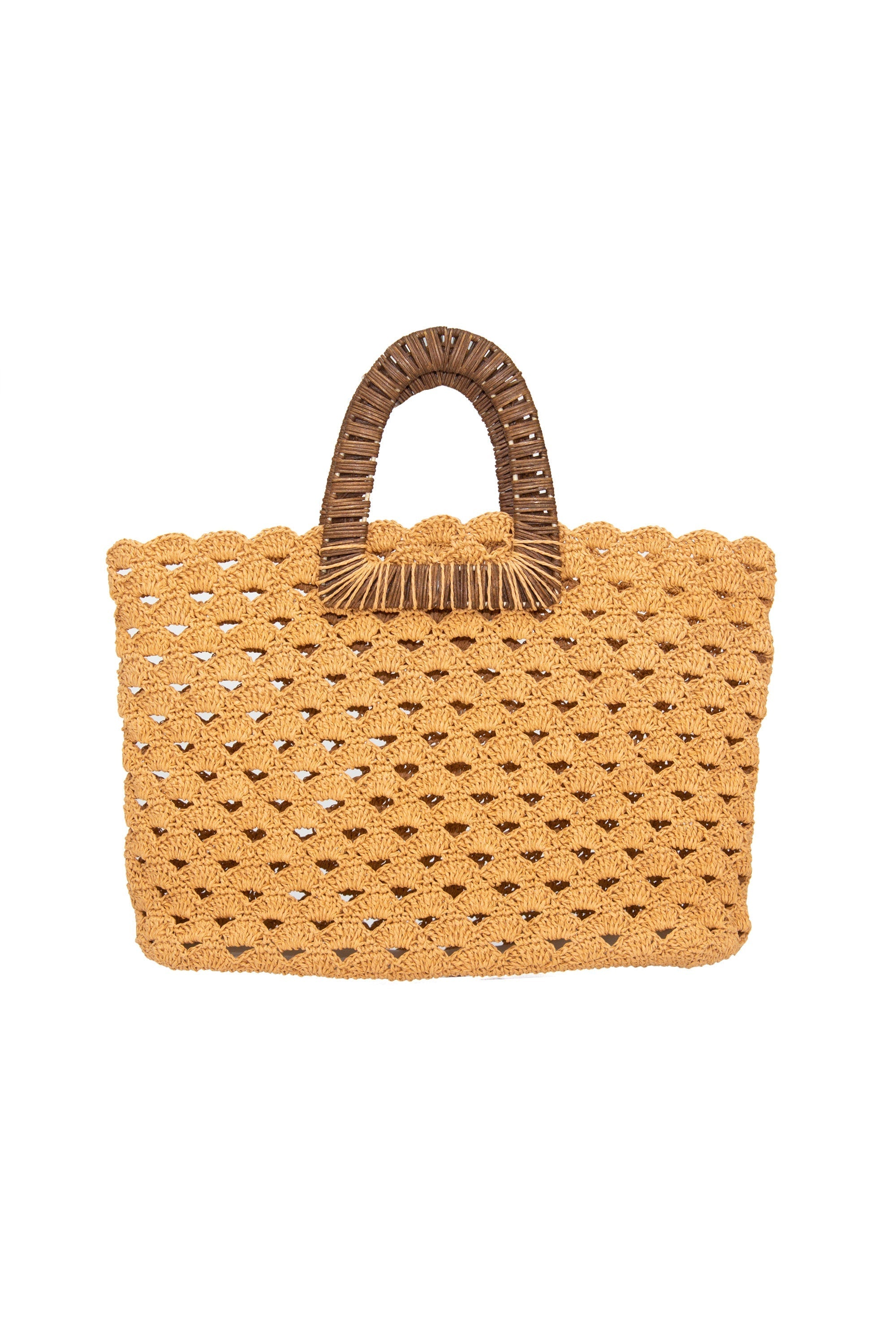 Paper Yarn Bag Beach Bag Handmade Wooden handle bag