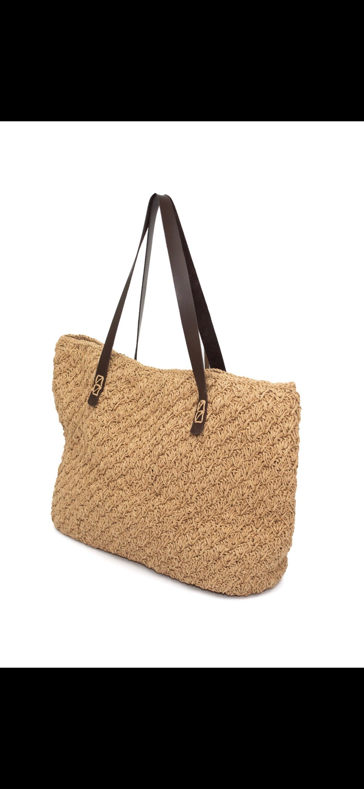 Paper Yarn Bag Beach Bag Handmade leather handle bag