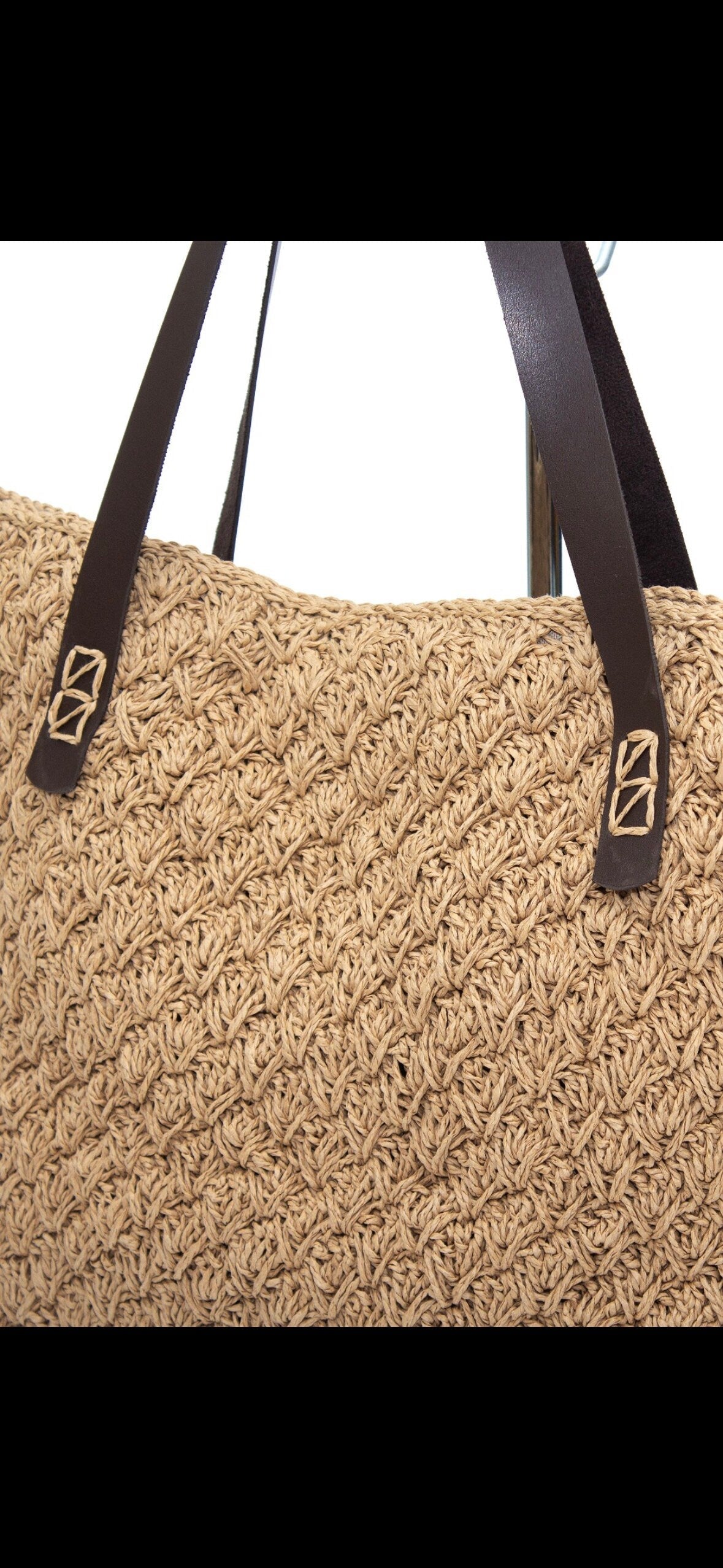 Paper Yarn Bag Beach Bag Handmade leather handle bag
