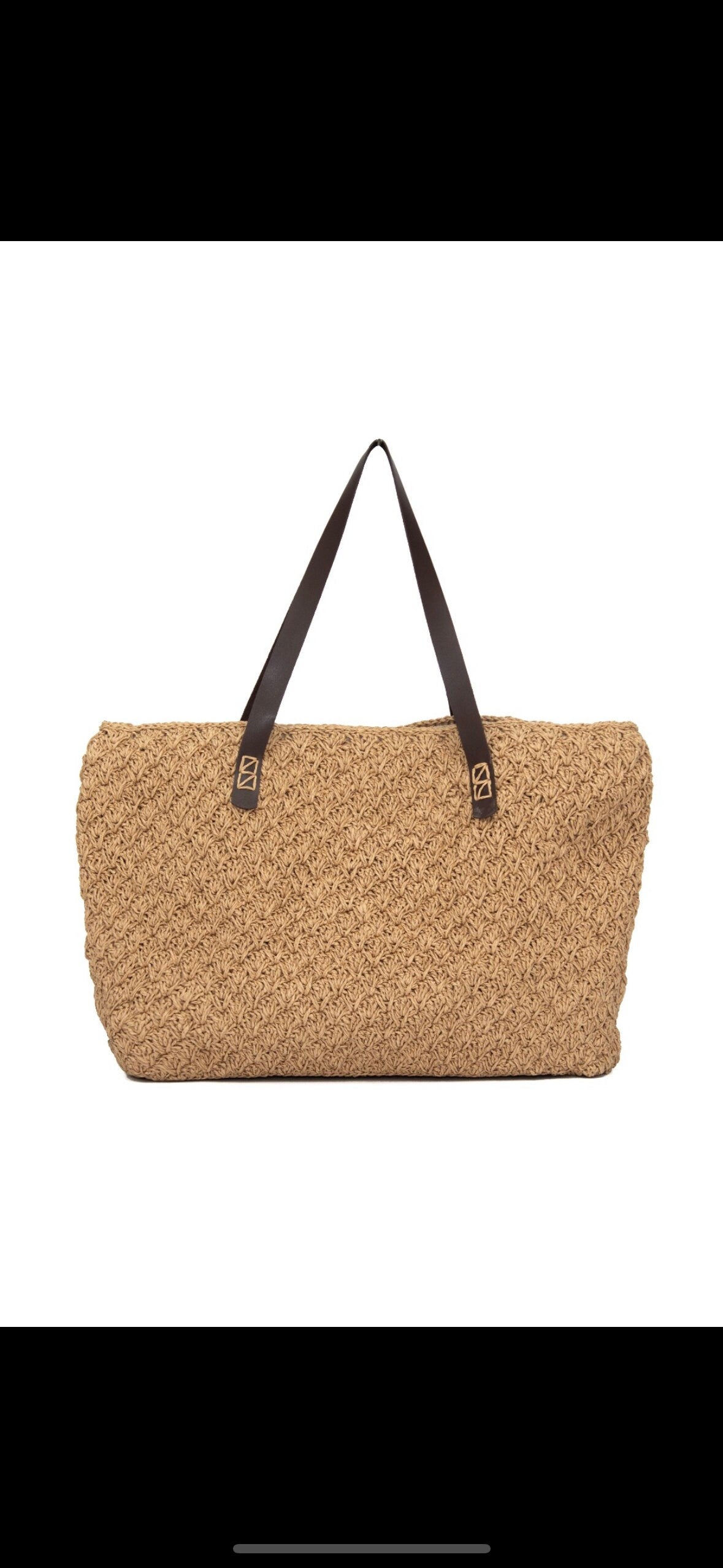 Paper Yarn Bag Beach Bag Handmade leather handle bag