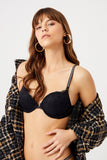 Patterned Supported Black Shine Strap Bra Panty Set