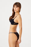 Patterned Supported Black Shine Strap Bra Panty Set