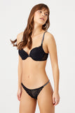 Patterned Supported Black Shine Strap Bra Panty Set