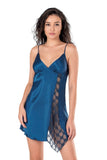 Petrol Blue Short Satin Nightgown