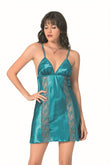 Petrol Short Satin Nightgown