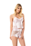 Pink Satin Nightgown Babydoll Shorts Set