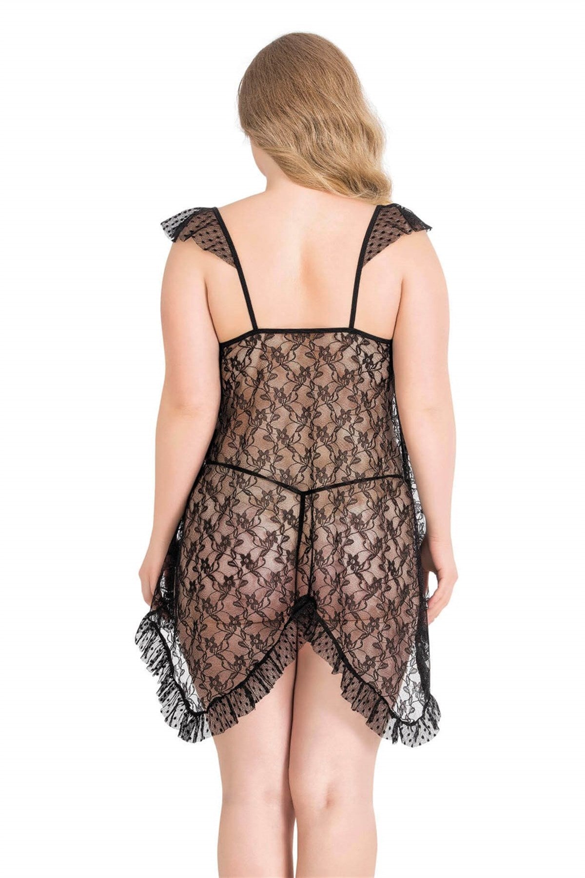 Plus Size Black Short Lace Nightgowns