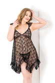 Plus Size Black Short Lace Nightgowns