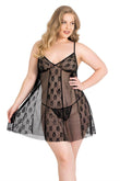 Plus Size Black Short Lace Nightgowns