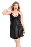 Plus Size Black Short Satin Nightgowns