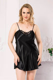 Plus Size Black Short Satin Nightgowns
