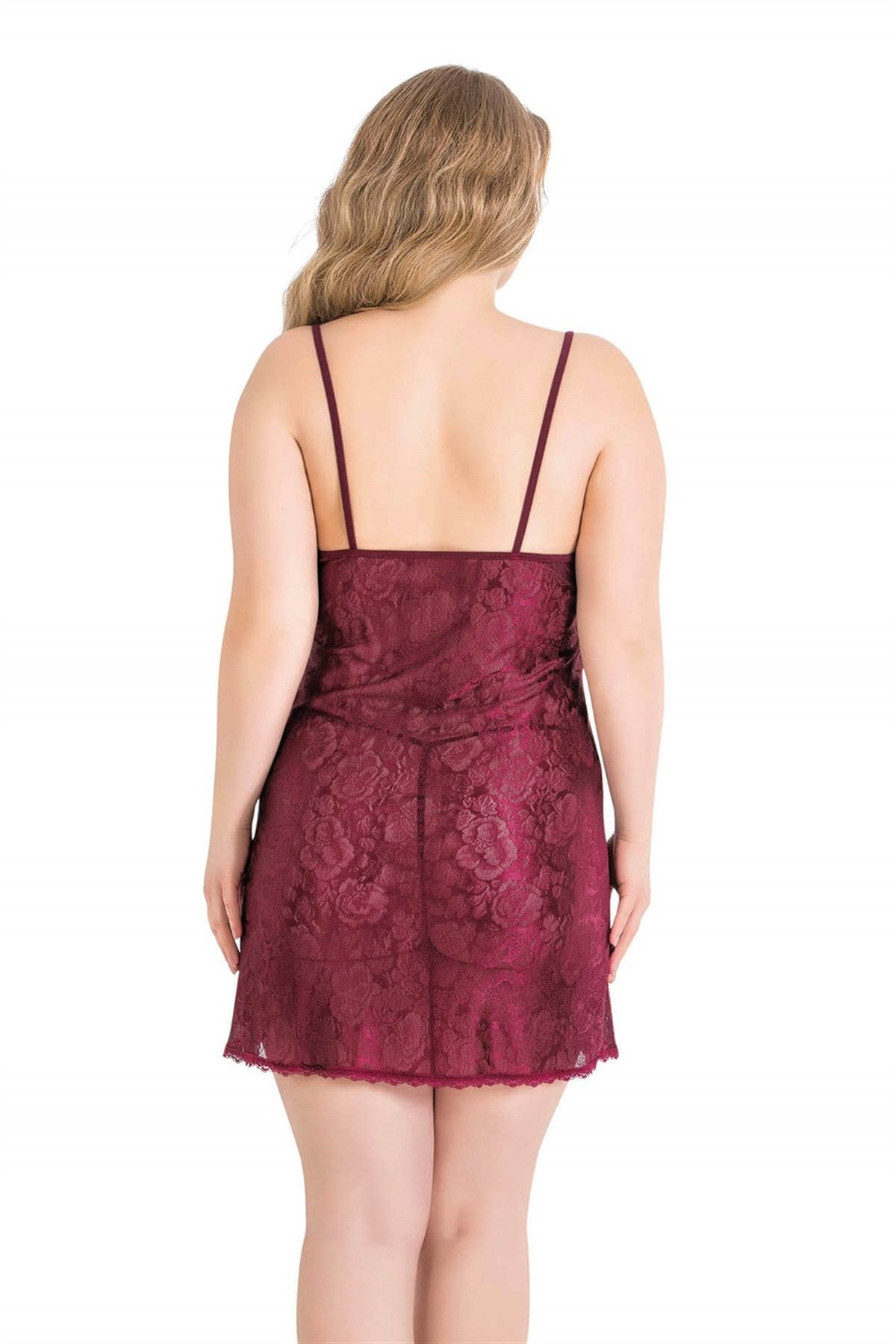 Plus Size Burgundy Short Jacquard Nightgowns