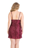Plus Size Burgundy Short Jacquard Nightgowns