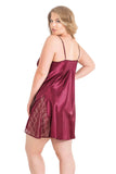 Plus Size Burgundy Short Satin Nightgowns
