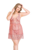 Plus Size Coral Short Lace Nightgowns