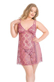 Plus Size Dusty Rose Short Lace Nightgowns