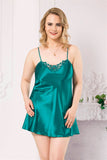 Plus Size Emerald Short Satin Nightgowns