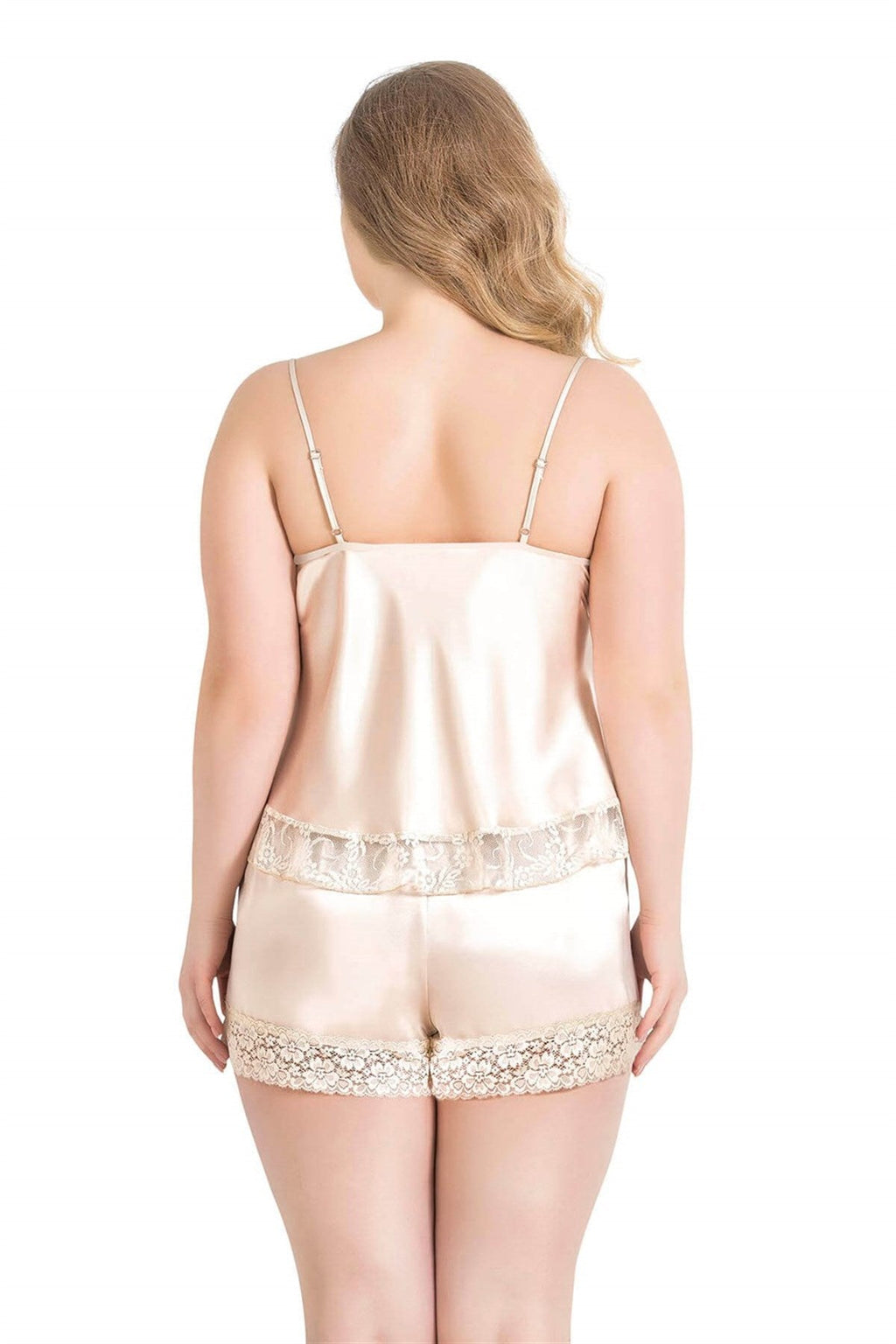 Plus Size Ivory Satin Babydoll Shorts Set