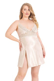 Plus Size Ivory Short Satin Nightgowns