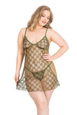 Plus Size Khaki Short Lace Nightgowns