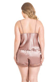 Plus Size Mink Satin Babydoll Shorts Set