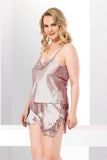 Plus Size Mink Satin Babydoll Shorts Set