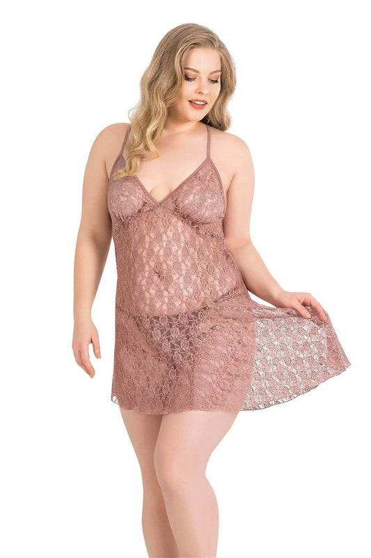 Plus Size Mink Short Lace Nightgowns