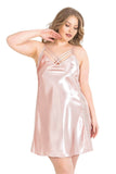 Plus Size Powder Short Satin Nightgowns