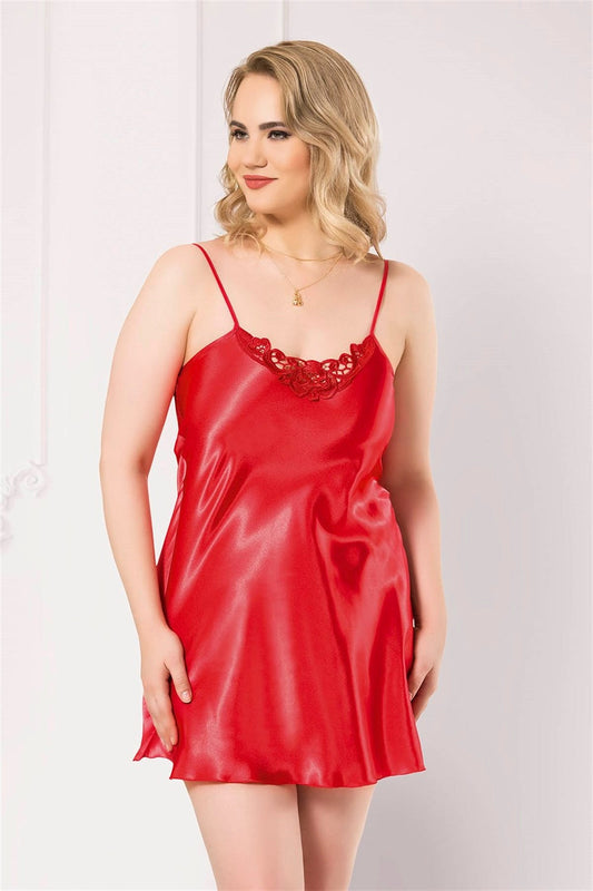 Plus Size Red Short Satin Nightgowns