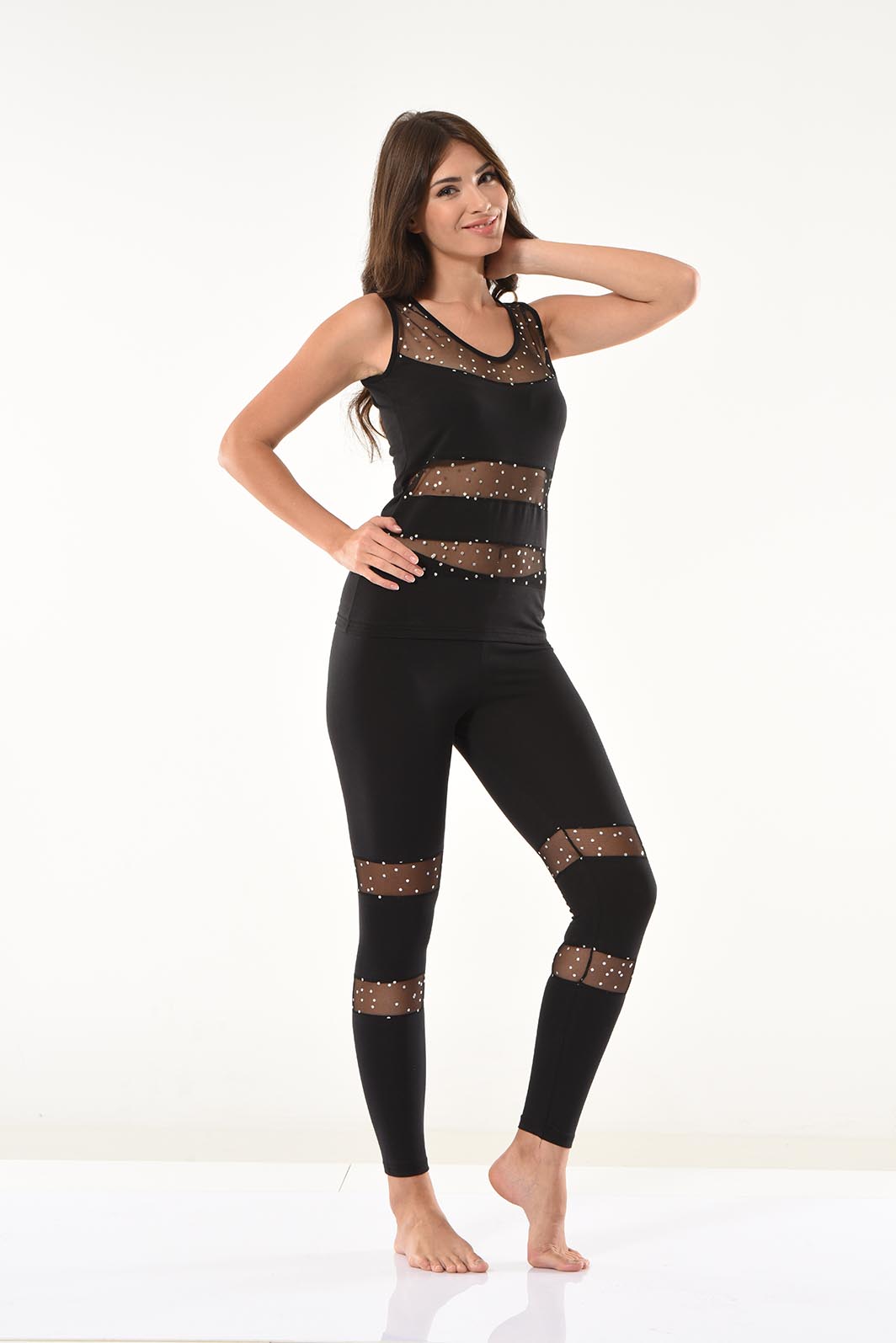 Transparentes Leggings-Set mit Punkten 1504