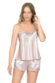Powder Satin Babydoll Shorts Set