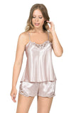 Powder Satin Babydoll Shorts Set