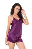Purple Satin Babydoll Shorts Set 9102