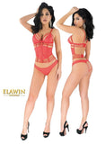 Red Glitter Lace Bustier Suit
