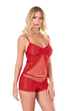 Red Jacquard Babydoll Shorts Set