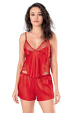 Red Satin Babydoll Shorts Set