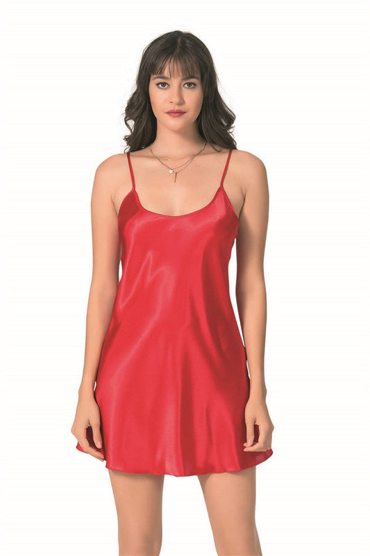 Red Short Satin Nightgown