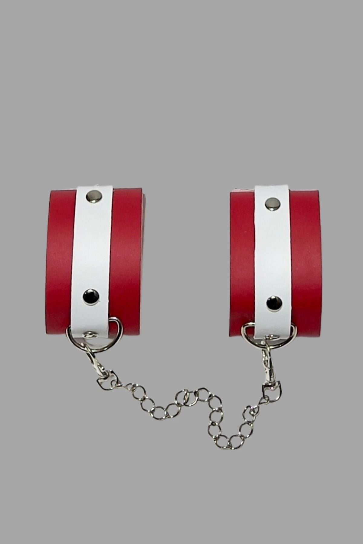 Rot/Weiße Lederklammer 800463