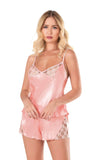 Salmon Satin Babydoll Shorts Set