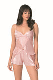 Salmon Satin Babydoll Shorts Set