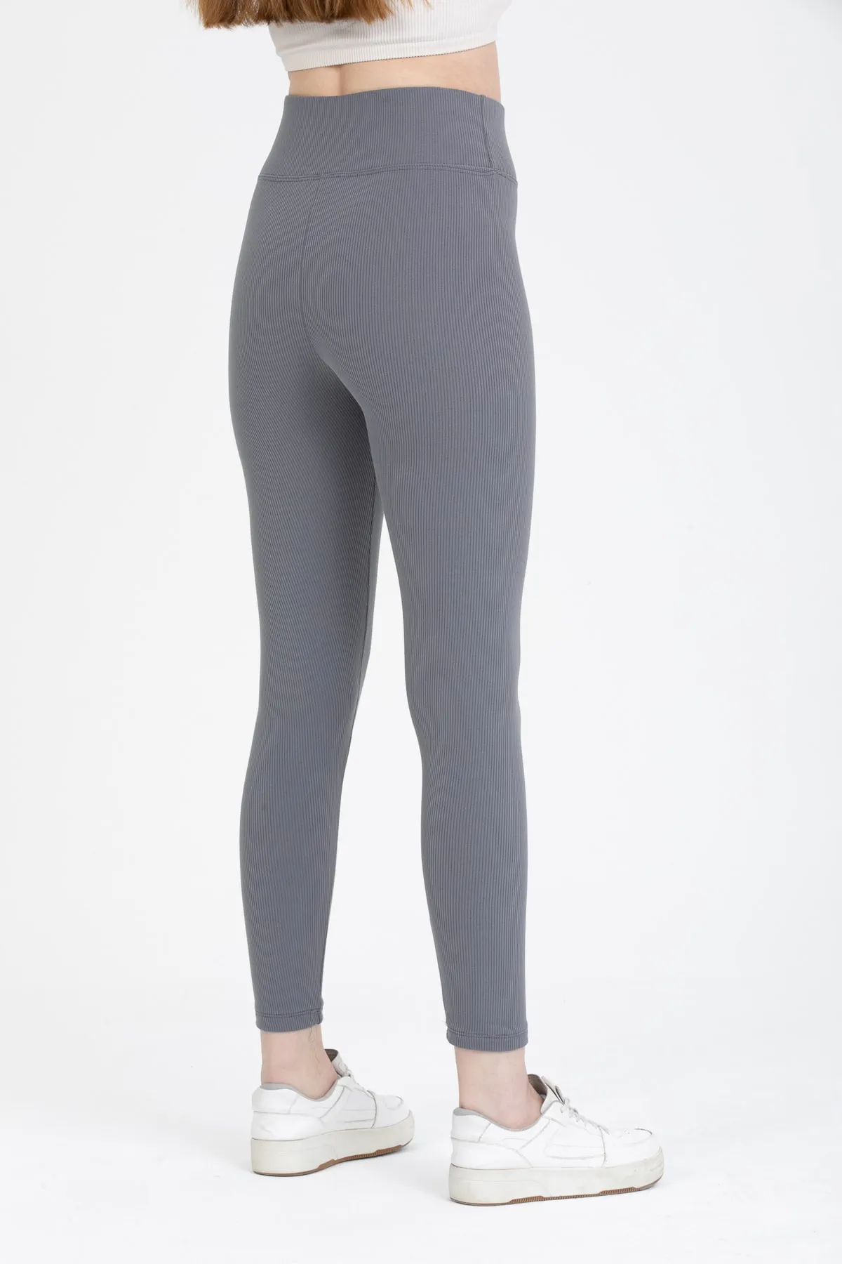 Geräucherte gerippte Leggings mit hoher Taille 0608