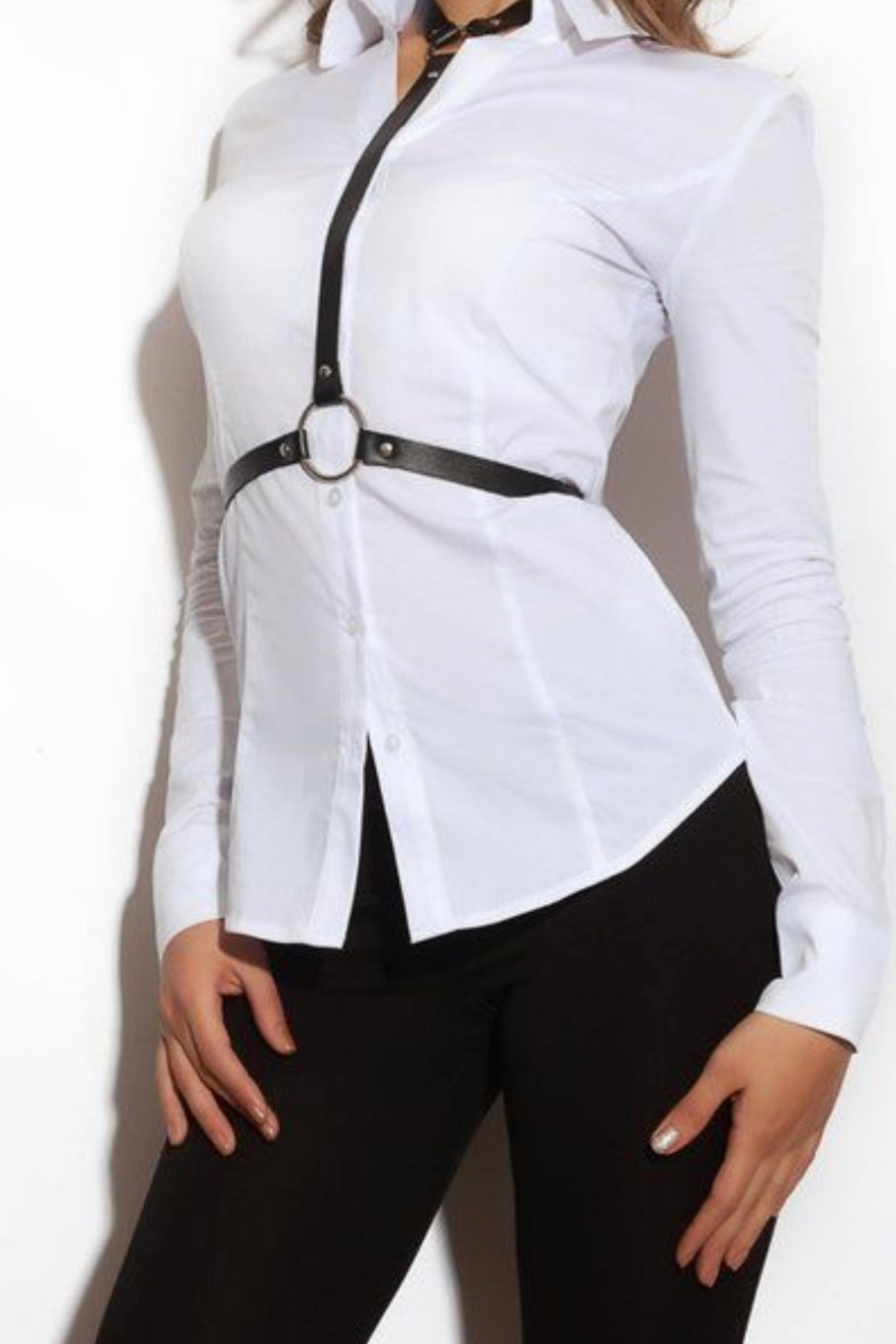 Suit Dress Above Chest Middle Belt Harness Faux Chic Leather Belt 800567