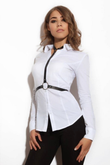 Anzugkleid über der Brust Mittelgürtel Harness Faux Chic Ledergürtel 800567