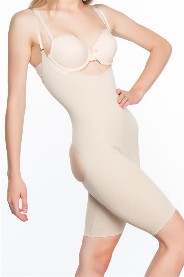 Tan  2038 Butt And Chest Open Leg Corset