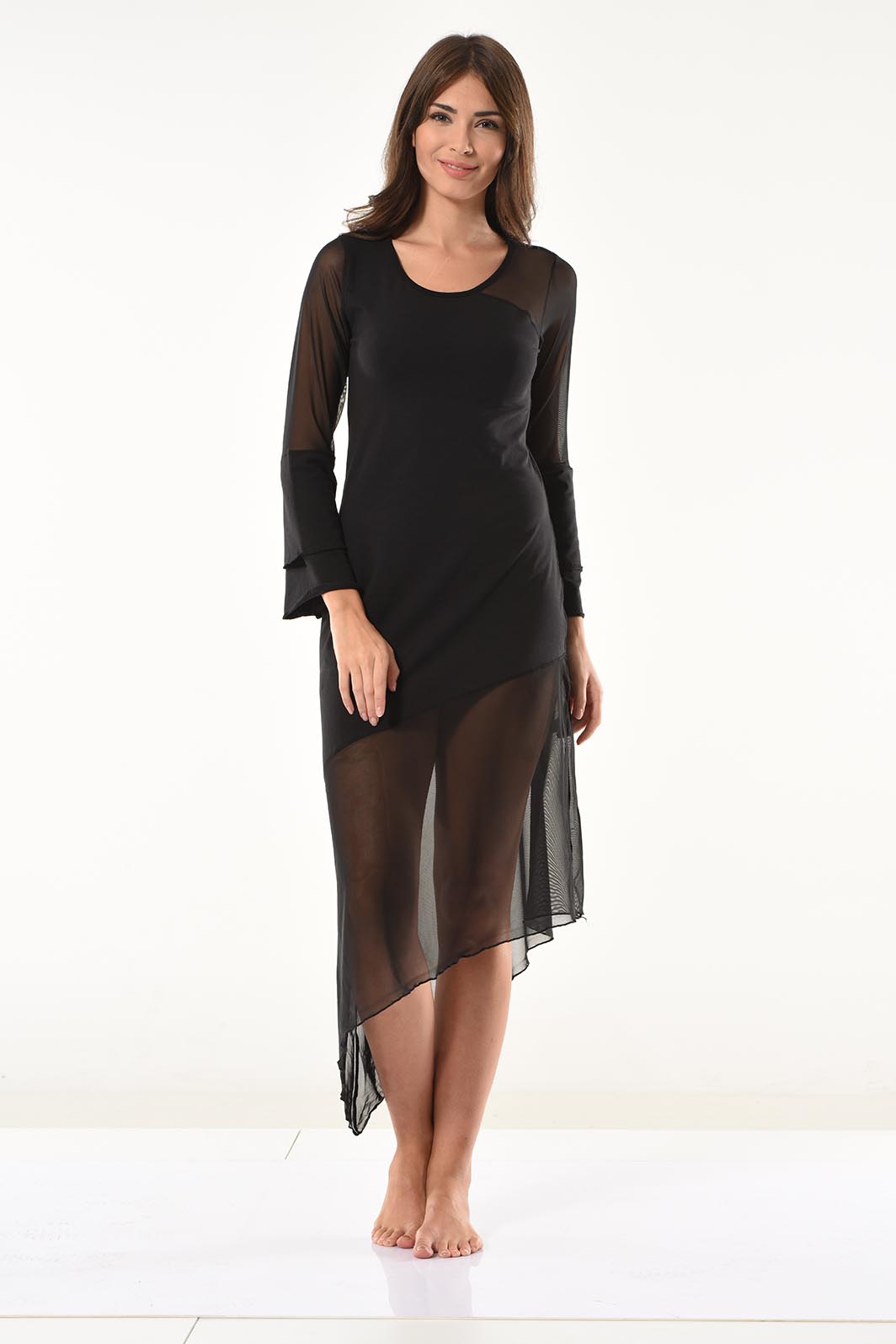 Transparent Detailed Long Dress 958