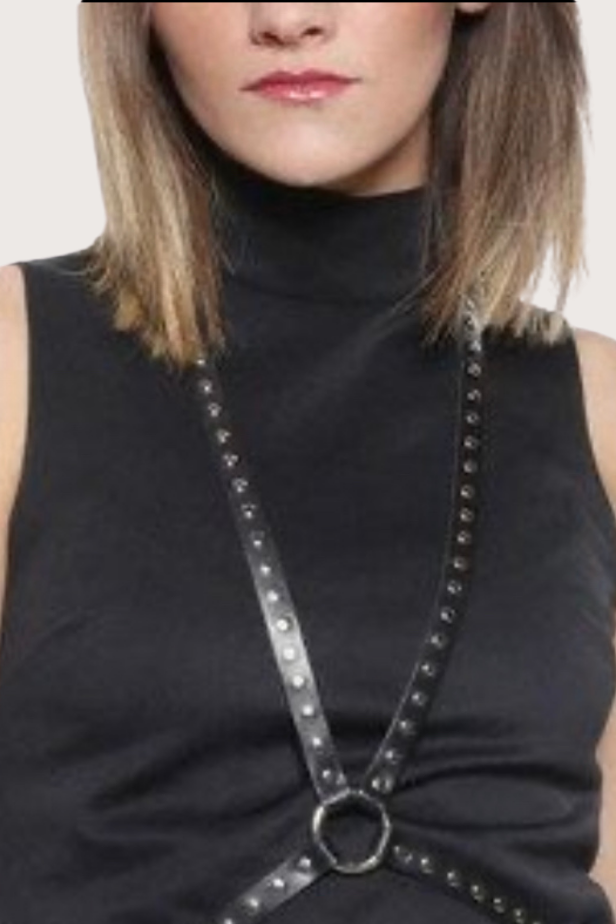 Waist Tie Down Middle Tie Harness Faux Leather Belt on Dress 800562