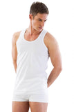 White  12210 Men's Tank Top with U Neck