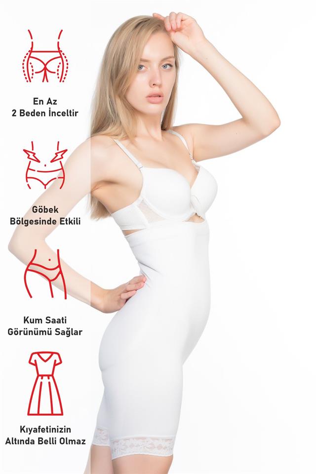 Weißes 2027 High Waist Spitzen-Beinkorsett