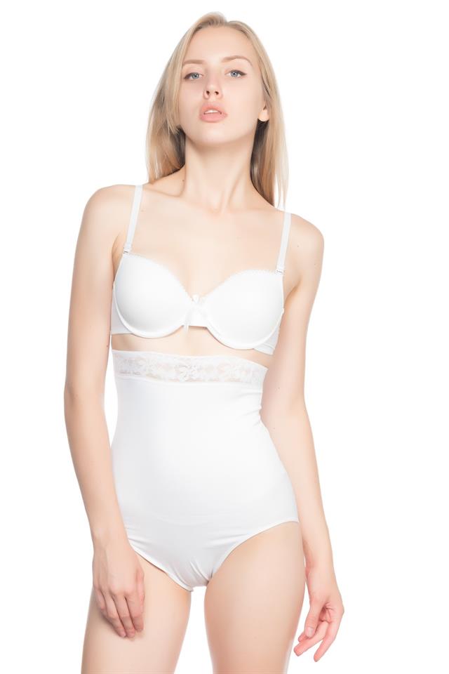 White  2028 Lace High Waist Slip Corset